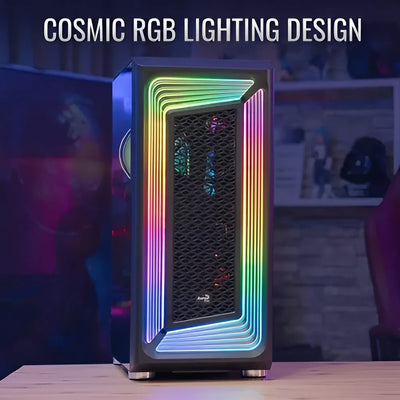Chasis Gabinete Gamer Aerocool Interstellar + Rgb 5 Fans Color Negro