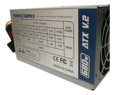 Fuente De Poder Atx 680w V.2 Pc 20-24 Pin Sata Ide Color Plateado 110V