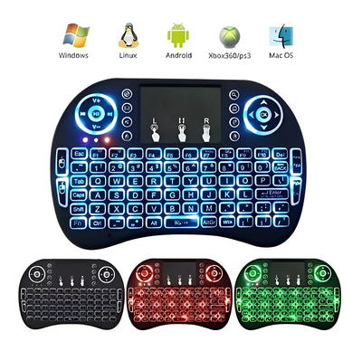 Mini Teclado Inalámbrico Airmouse Android Smart Tv Iluminado Mouse Color Teclado Black