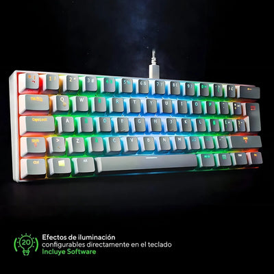 Teclado VSG QWERTY Kailh Brown español latinoamérica color blanco con luz RGB