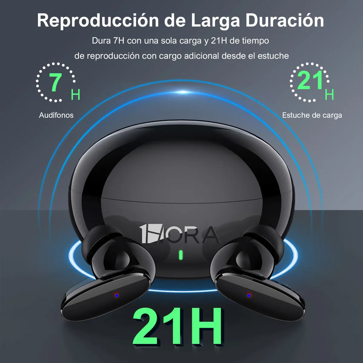Audífonos in-ear inalámbricos 1Hora AUT205 Negro Auriculares Inalambricos Bluetooth 5.3 con Microfono