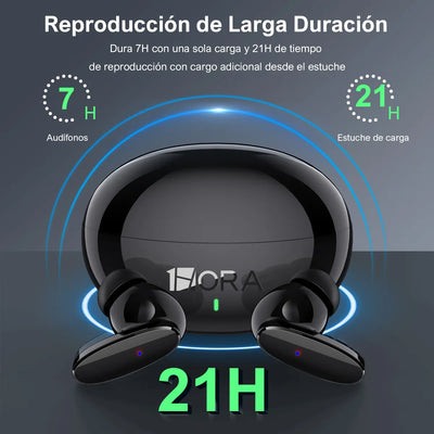 Audífonos in-ear inalámbricos 1Hora AUT205 Negro Auriculares Inalambricos Bluetooth 5.3 con Microfono