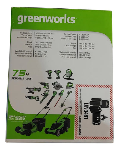 grado Profesional] Greenworks 24v Max Taladro Inalámbrico S Color Verde Frecuencia Sunrise Global Marketing, LLC Sunrise Global Marketing, LLC