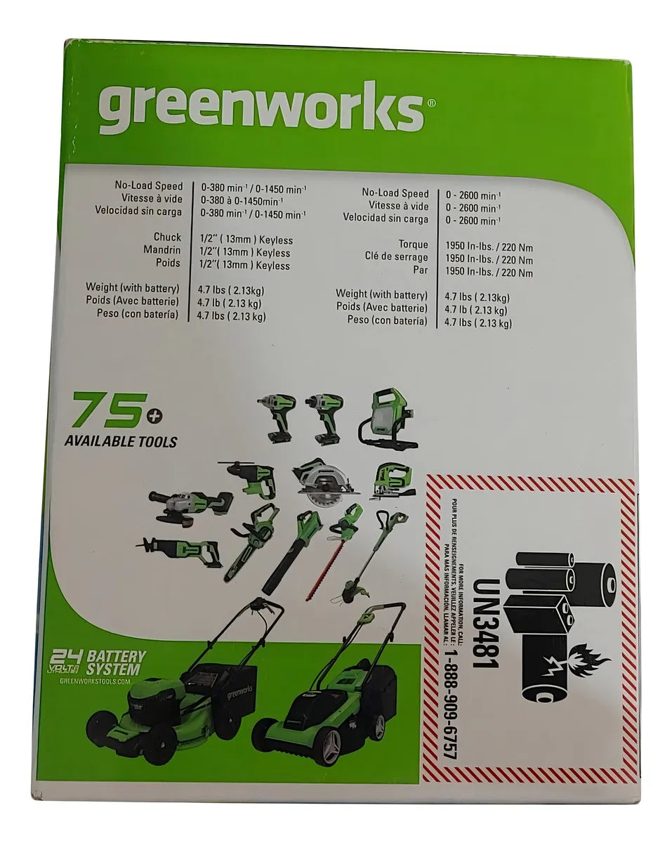 grado Profesional] Greenworks 24v Max Taladro Inalámbrico S Color Verde Frecuencia Sunrise Global Marketing, LLC Sunrise Global Marketing, LLC