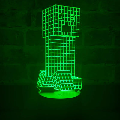Lámpara De Noche Led 3d Minecraft Creeper Regalo Holograma Negro
