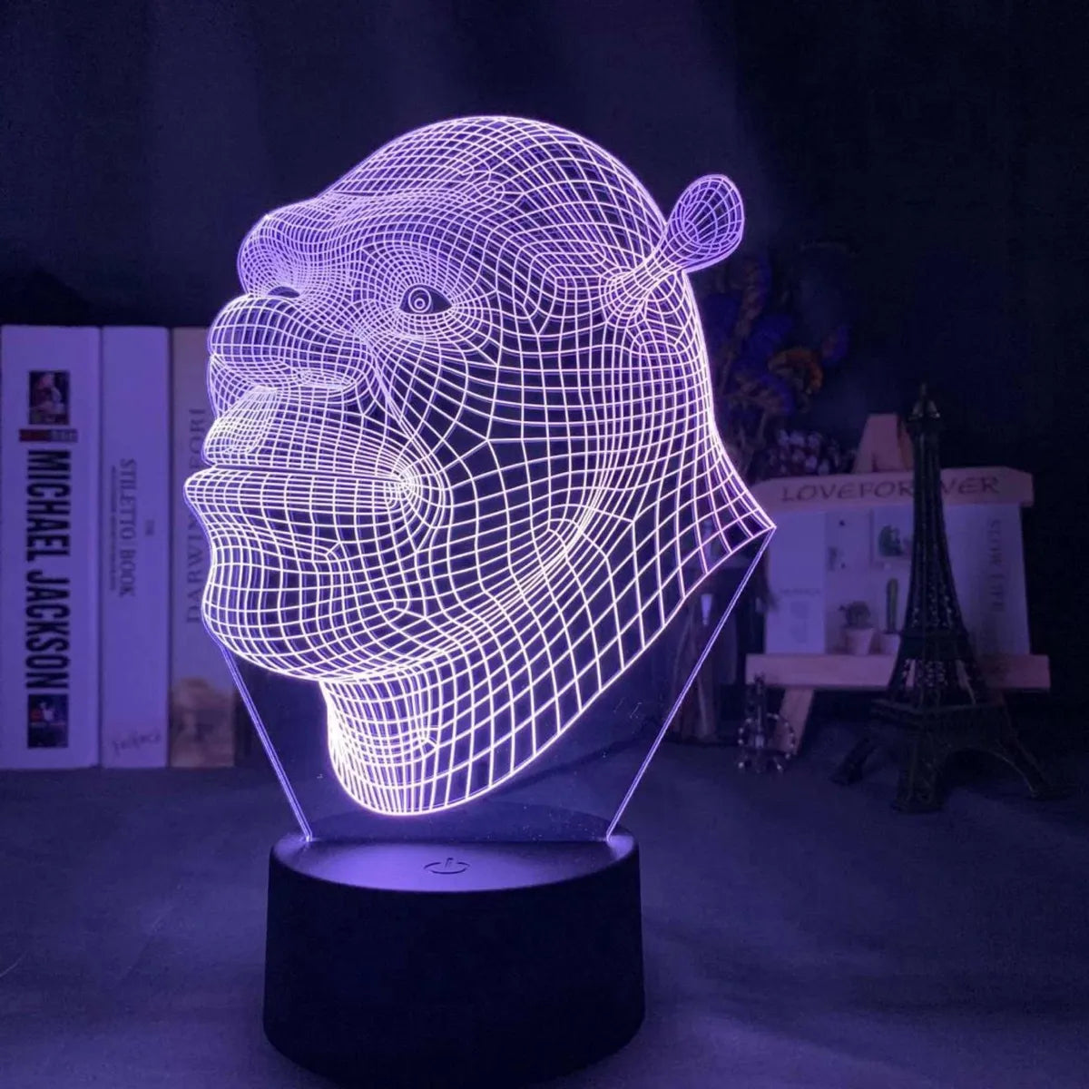 Lámpara De Noche 3d Led Shrek Holograma Regalo Decoración - Negra