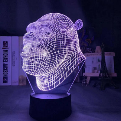 Lámpara De Noche 3d Led Shrek Holograma Regalo Decoración - Negra