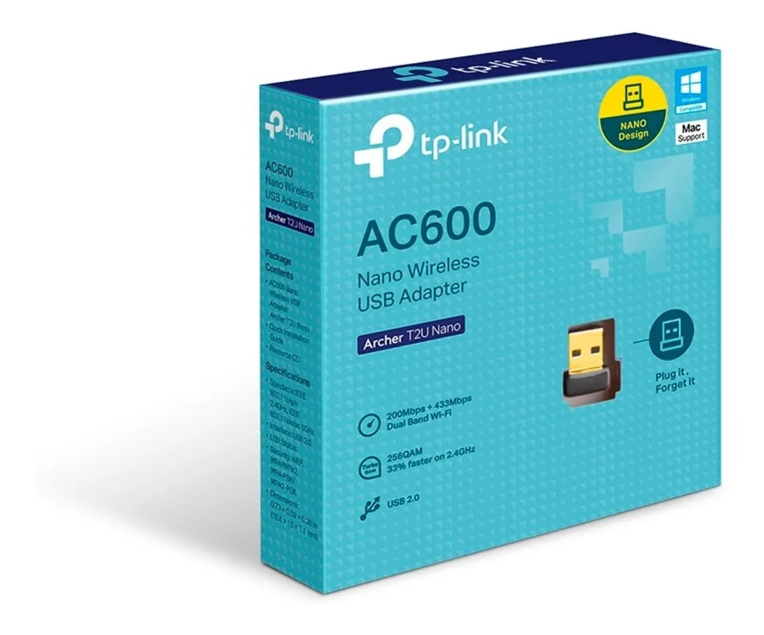 Adaptador nano USB inalámbrico TP-Link Ac600 Archer T2u
