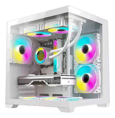 Gabinete Chasis Para Pc Gamer Pecera Argb Blanco + 3 Cooler
