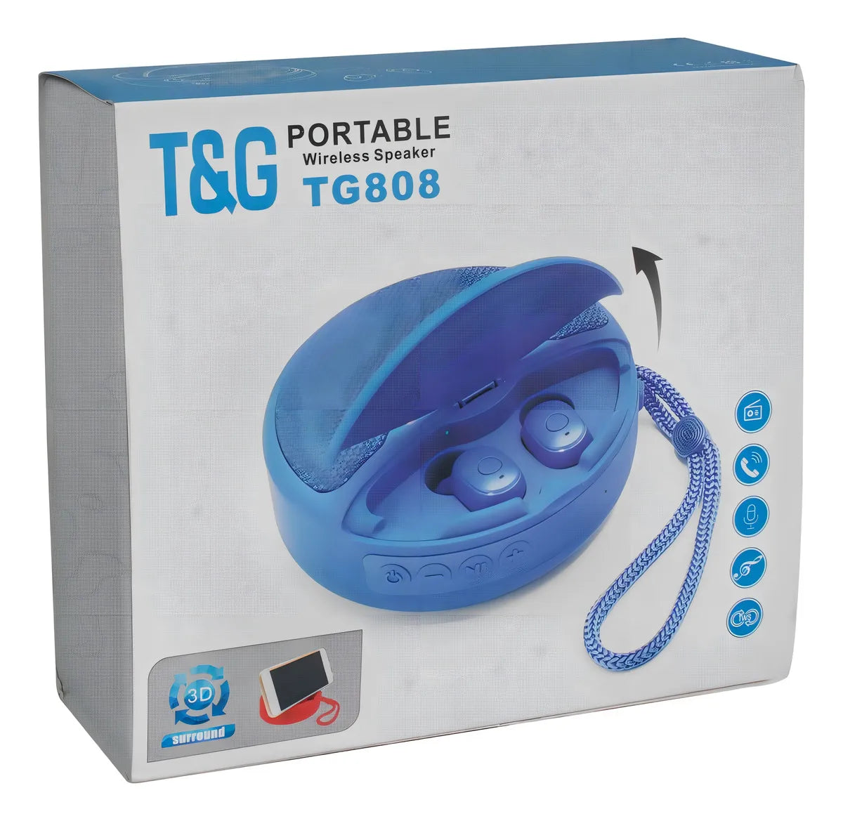 Parlante Auricular Inalambrico Bt Tws T&g 2 En1 Tg808 Color Negro