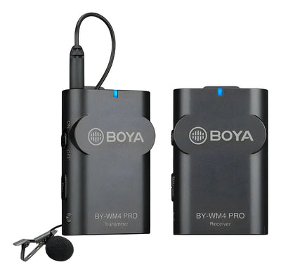 Micrófono inalámbrico de solapa Boya Bywm4 para smartphone y cámara, color negro