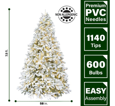 Fraser Hill Farm Arbol De Navidad Artificial Flocado De 7.5