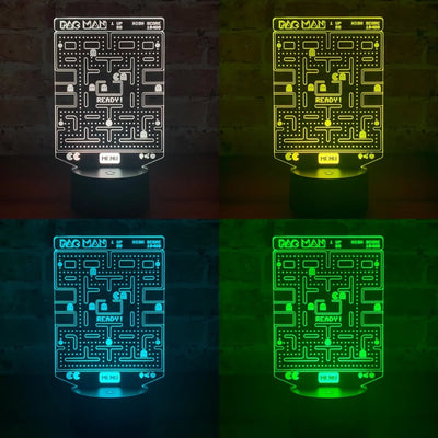 Lámpara De Noche Led Pac Man Decoración Regalo Holograma Negra