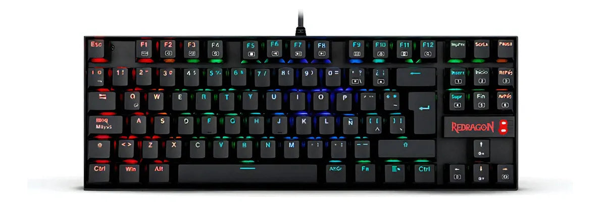 Teclado Redragon Kumara QWERTY Outemu Blue español latinoamérica color negro con luz RGB