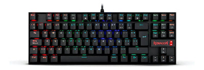 Teclado Redragon Kumara QWERTY Outemu Blue español latinoamérica color negro con luz RGB