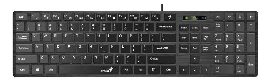 Teclado Genius SlimStar QWERTY Membrana español color negro con luz no