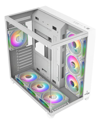 Chasis Gabinete Gamer Crystal Cube Xl Blanco X7 Fan Argb