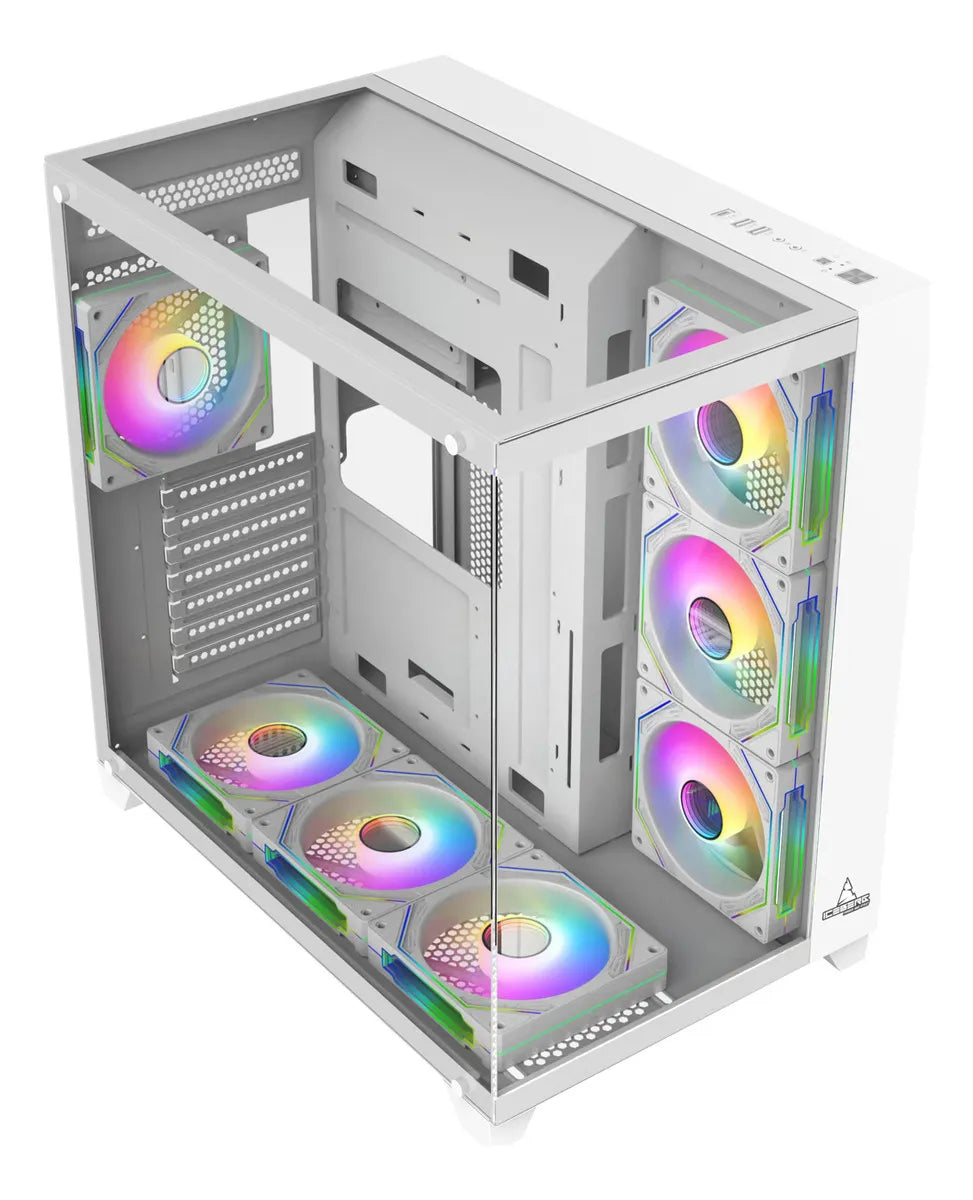 Chasis Gabinete Gamer Crystal Cube Xl Blanco X7 Fan Argb