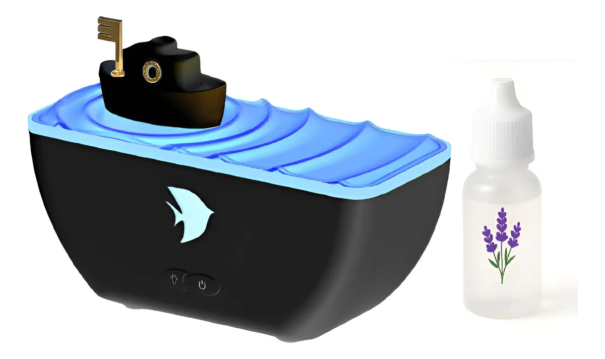 Humidificador Difusor Aromas Forma Barco Luz Led + Esencia - Negro