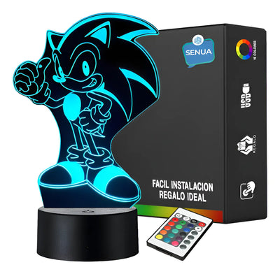 Lámpara De Noche Led Sonic Holograma Decoración Regalo Negro