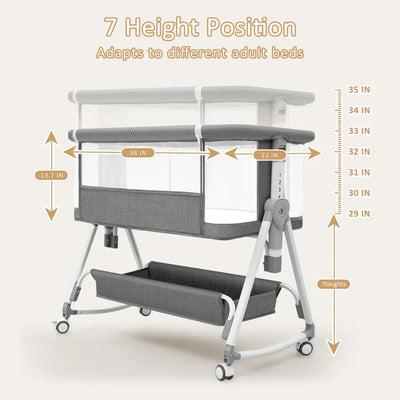 Moisés Para Bebé 3 En 1 Cuna Portátil Ajustable Gris