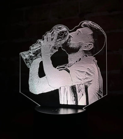 Lámpara De Noche Led Messi Mundial Fútbol Regalo Holograma Negra