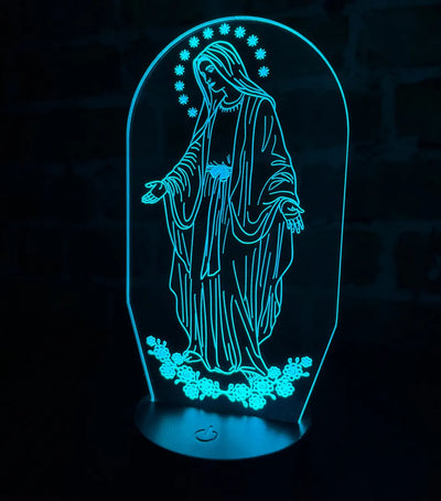 Lámpara Led Virgen Milagrosa Holograma Decoración Regalo Negra