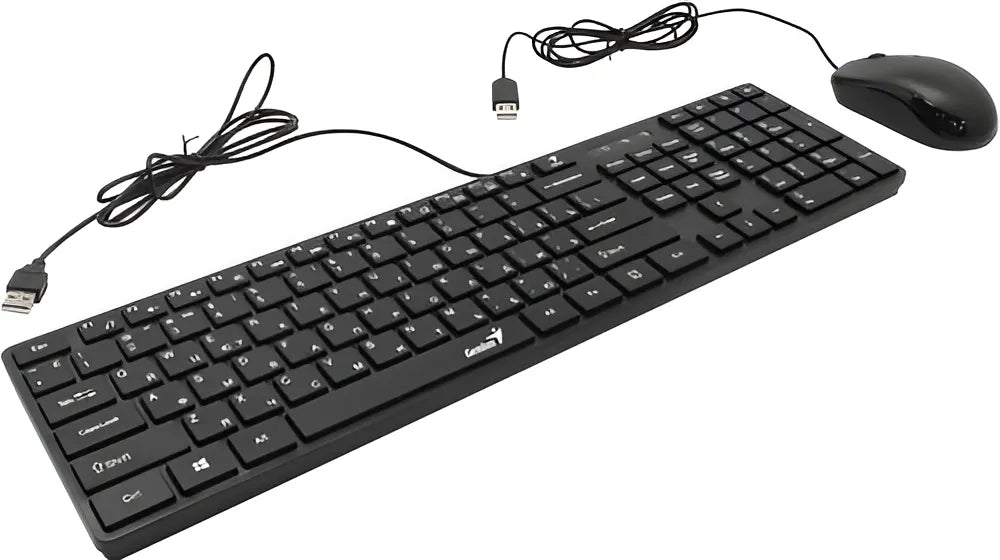 Combo Mouse y teclado Ultradelgado Genius Slimstar C126 Conexion Usb Negro, en español
