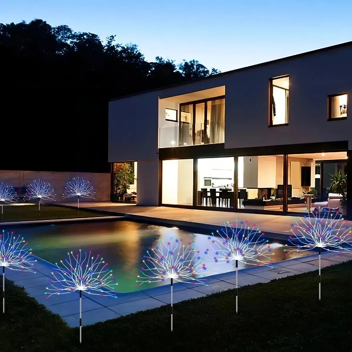 Luz Solar Navidad 2 Unidades Amarillo Hadas Fuego Artificial Luces Navidad Luces Led Decorativas Navidad Luces Navideñas Exterior Luces Adoros Navidad Exterior Qatarshop