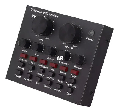 Tarjeta De Sonido V8 Interfaz Consola De Audio Grabación Negro