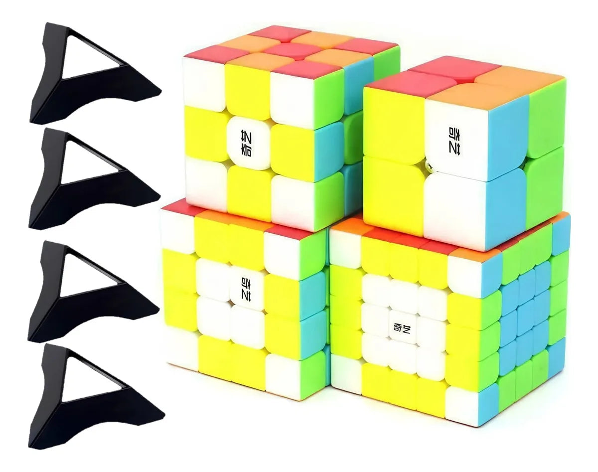 Pack 4 Rubik 2x2 3x3 4x4 5x5 Qiyi Stickerless Speed Cube