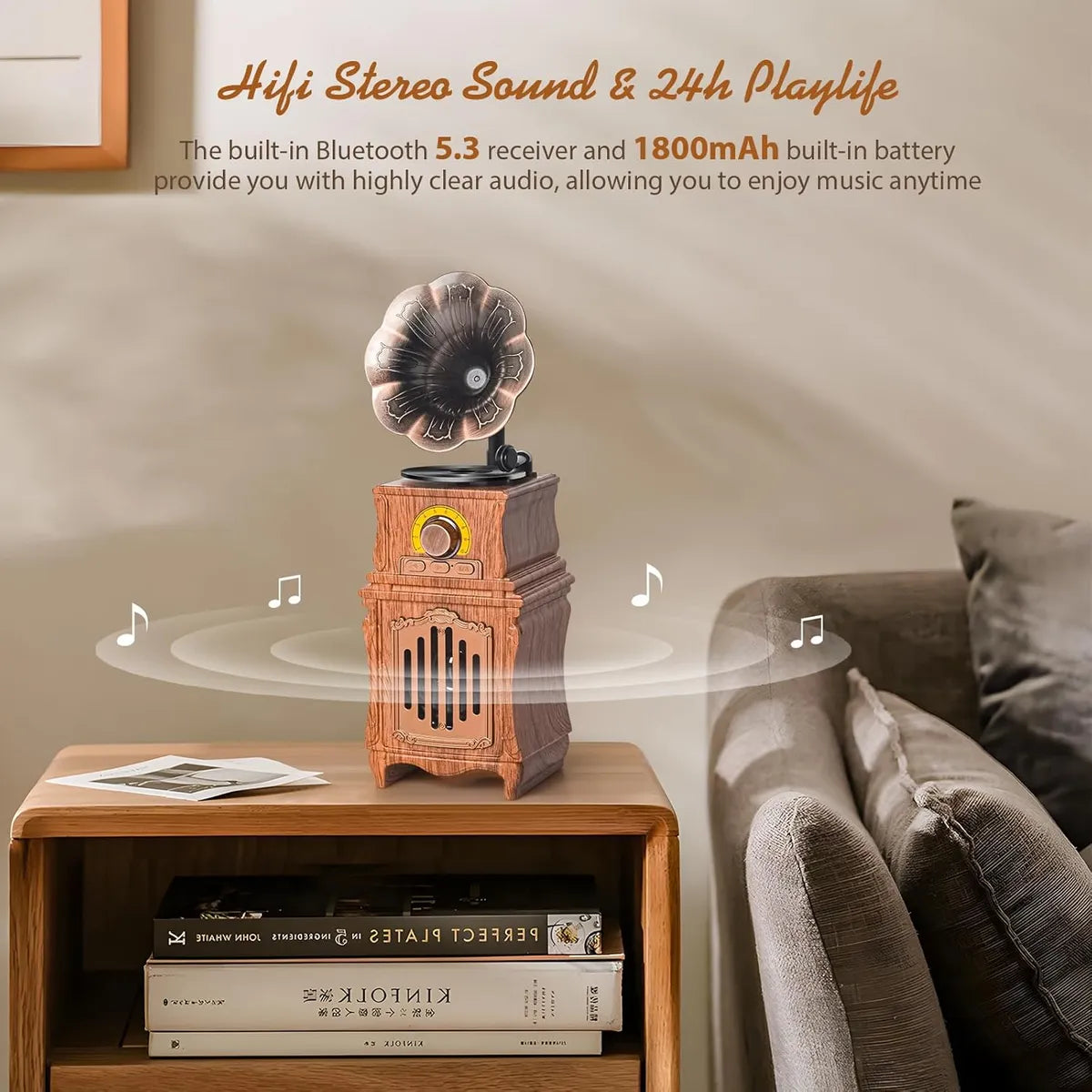 Radio Fm Altavoz Retro Antiguo Portatil Gran Sonido Madera