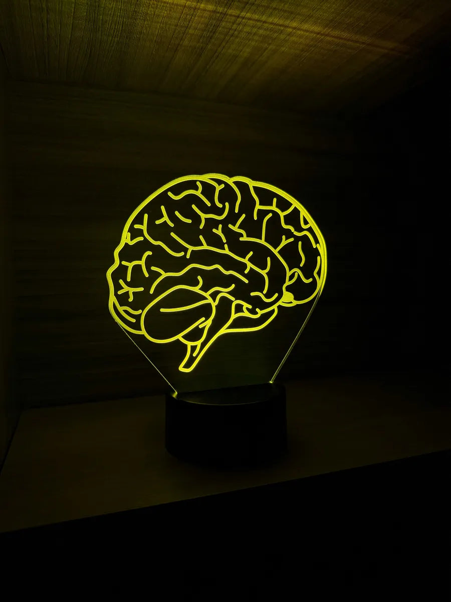 Lámpara De Noche Led Cerebro Regalo Decoración Holograma Negro
