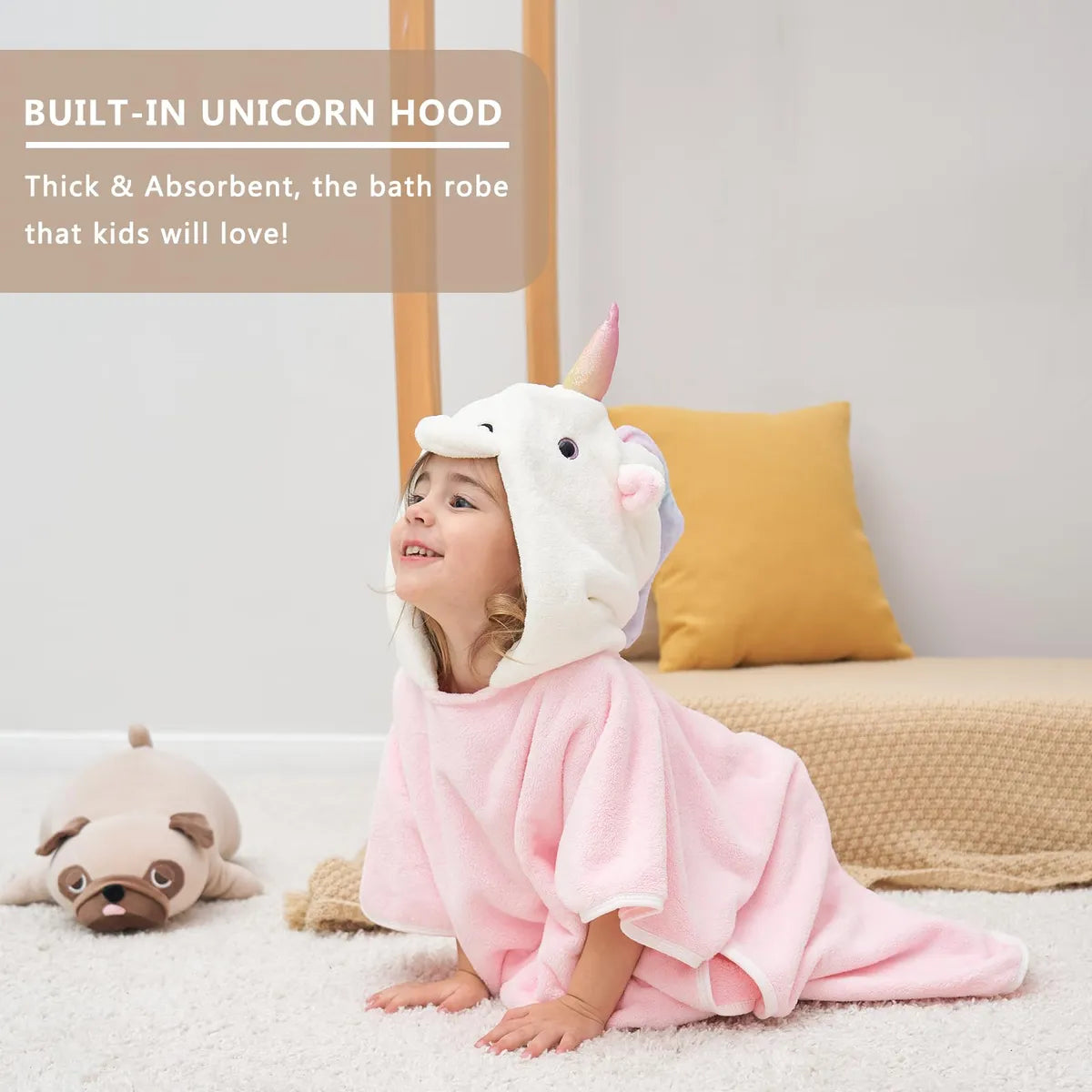 Pinnkku Toalla Con Capucha De Unicornio 3d, Toalla De Bano U