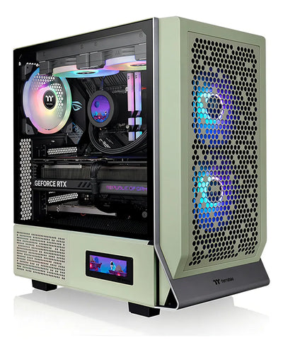 Gabinete Ceres 300 Matcha Green Tg Argb con 3 ventiladores Tt