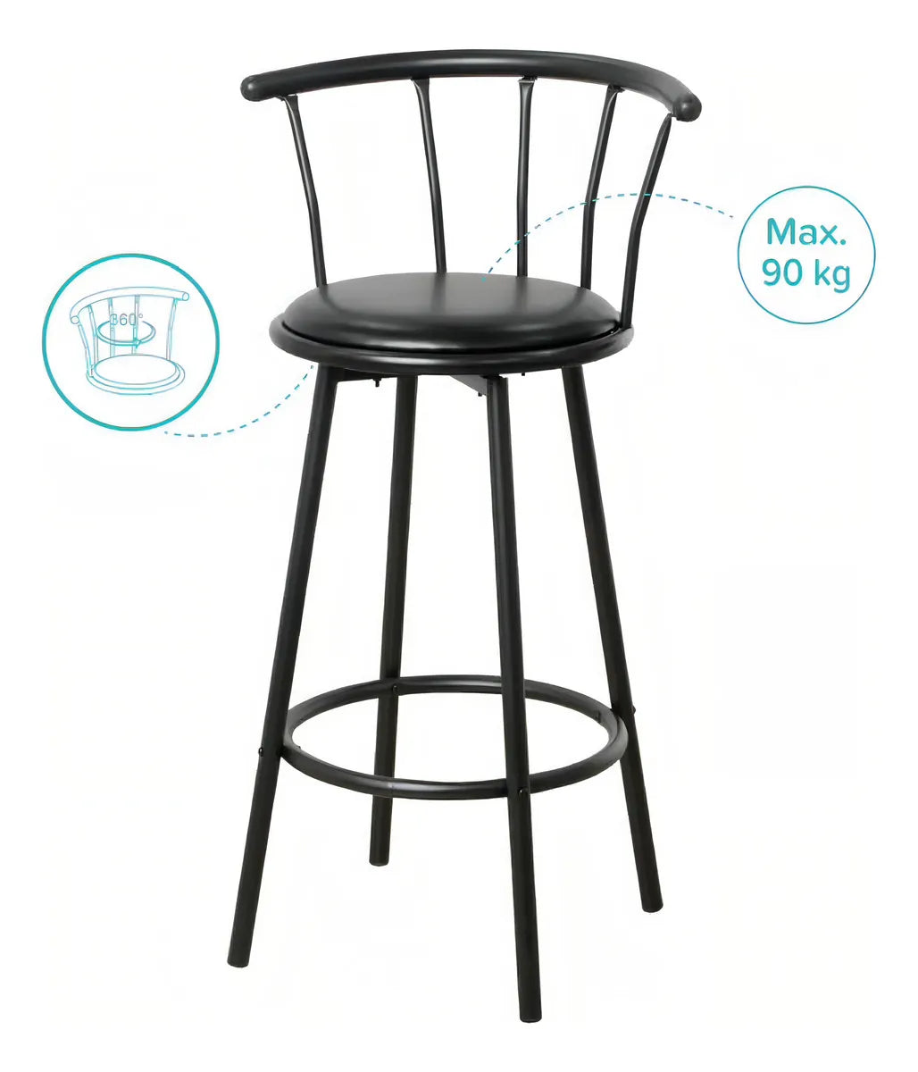 Silla Alta De Bar Giratoria Butaco Barra Silla Giratoria Color Negro