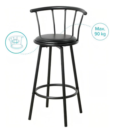Silla Alta De Bar Giratoria Butaco Barra Silla Giratoria Color Negro