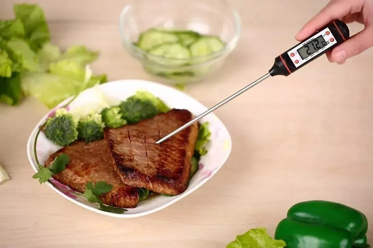 Termometro Digital Lcd Pincha Carne -50° A 300° - 4 Botones Color Negro