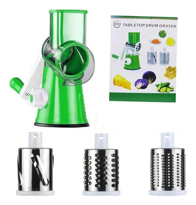 Cortador Rallador De Verduras Multiusos 3 En 1 Molino Verde