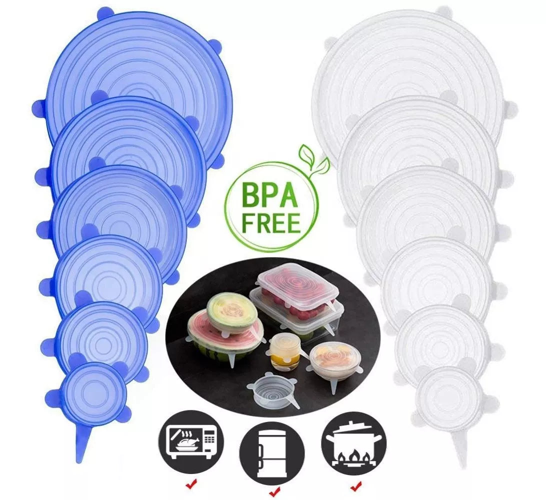 Tapas Silicona Ollas Recipientes 6 Unidades Cocina Frutas