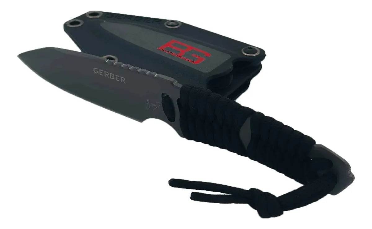 Cuchillo Puñal Gerber Bear Grylls Y Funda Rescate Senderismo Negro