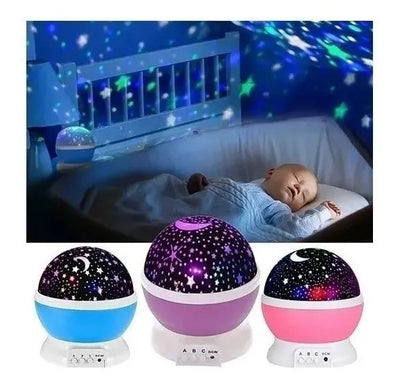 Lampara Proyector Giratorio Estrellas Luz Regalo Niños Bebé - Multicolor