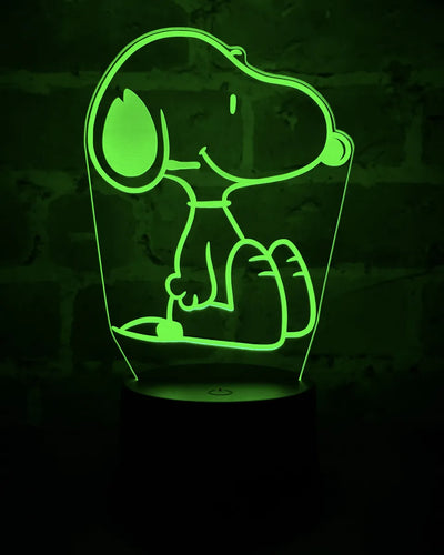 Lámpara De Noche Led 3d Snoopy Holograma Regalo Decoración Negra