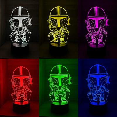 Lámpara De Noche Led The Mandalorian Decoración Regalo Negra