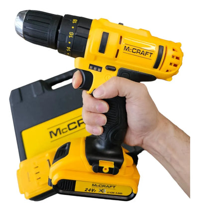 Taladro Atornillador Percutor Inalámbrico 24v Voltios 3/8'' Amarillo 50/60
