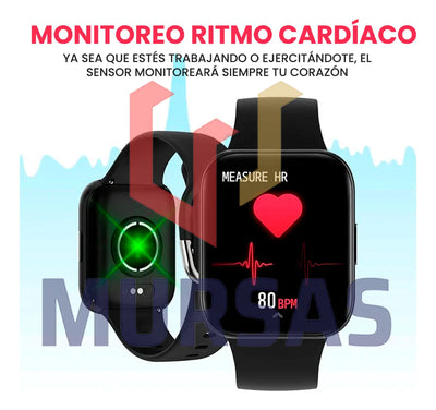 Reloj Smartwatch Deportivo Redes Sociales Llamadas Táctil Negro
