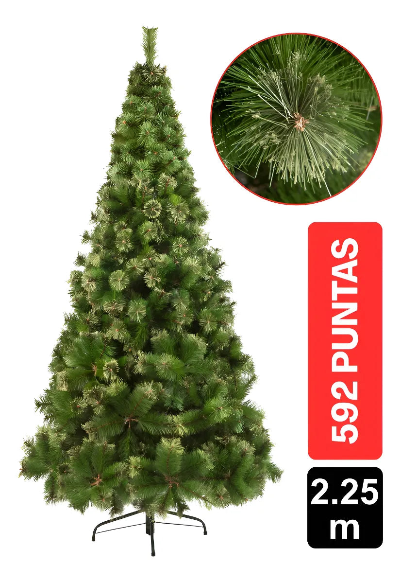 Pino Noruega Árbol De Navidad 2.25m 592 Puntas Frondoso Verde Claro