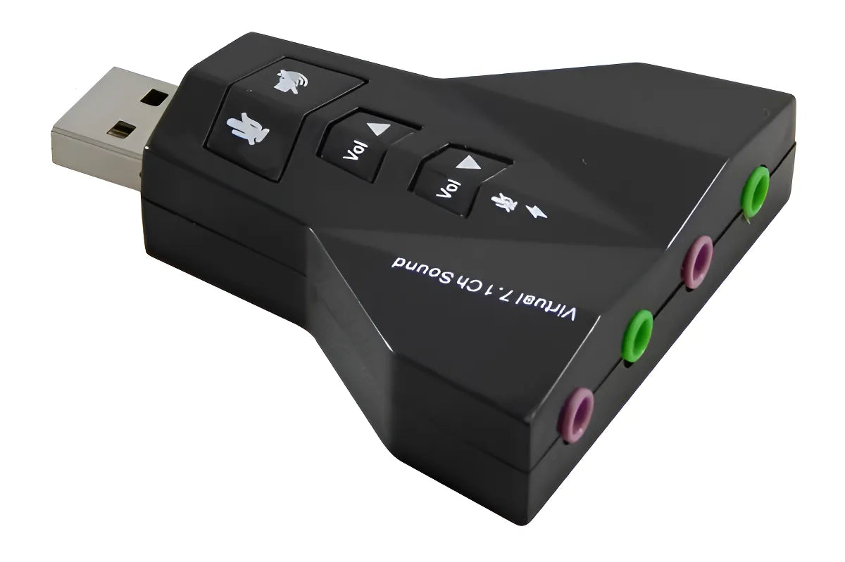 Tarjeta de sonido Adaptador de audio USB 7.1 C/ P2 de escritorio para portátil, color negro
