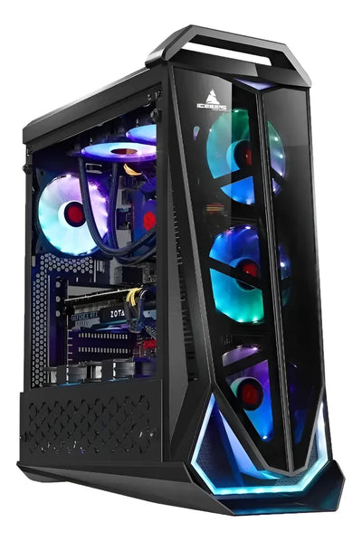 Gabinete Chasis Caja Gamer Iceberg Crystal Max Argb X3 Fan Negro