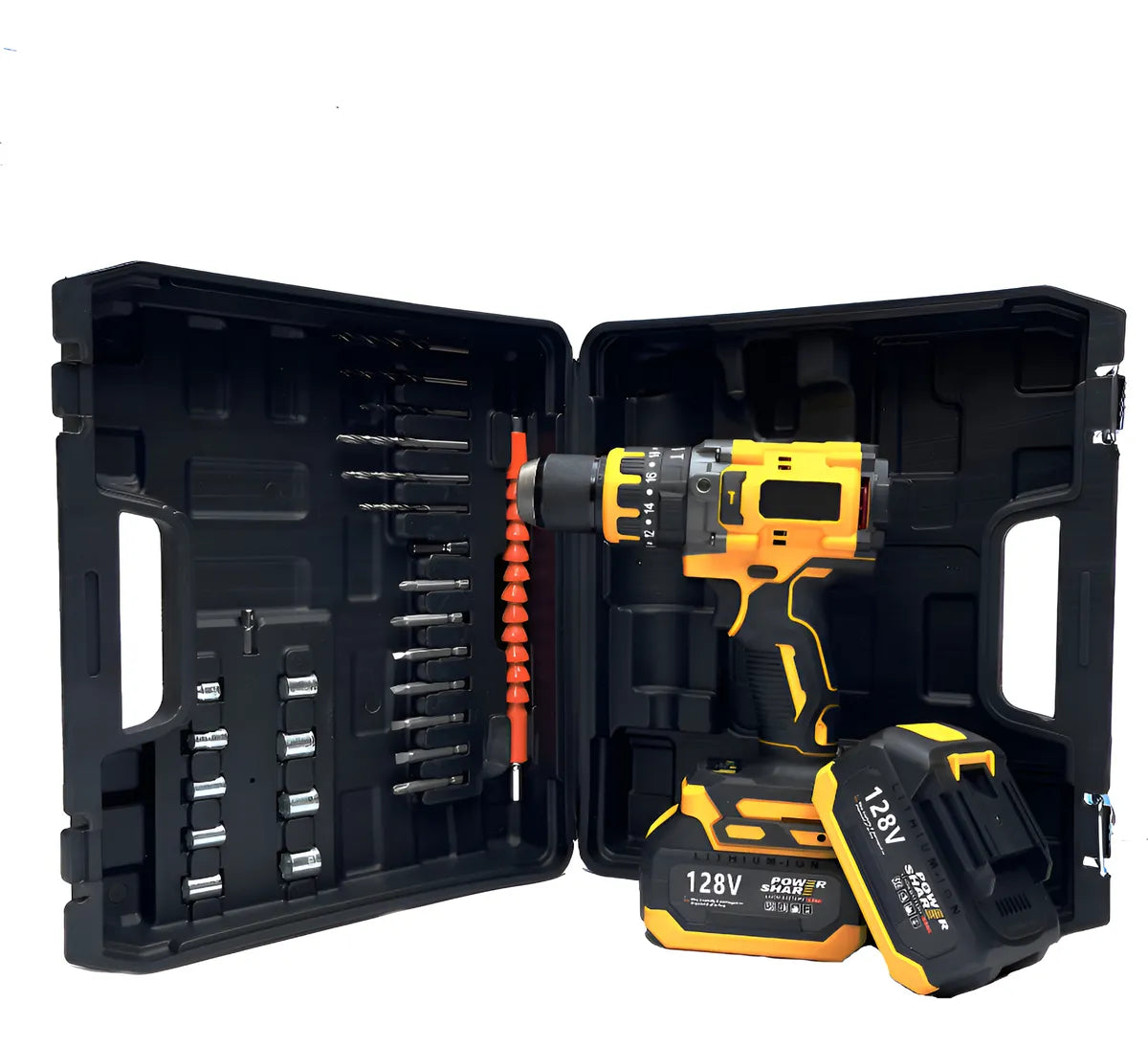 Taladro Inalámbrico Motor Brusslesh 80n.m 2b 500w Amarillo 60hz